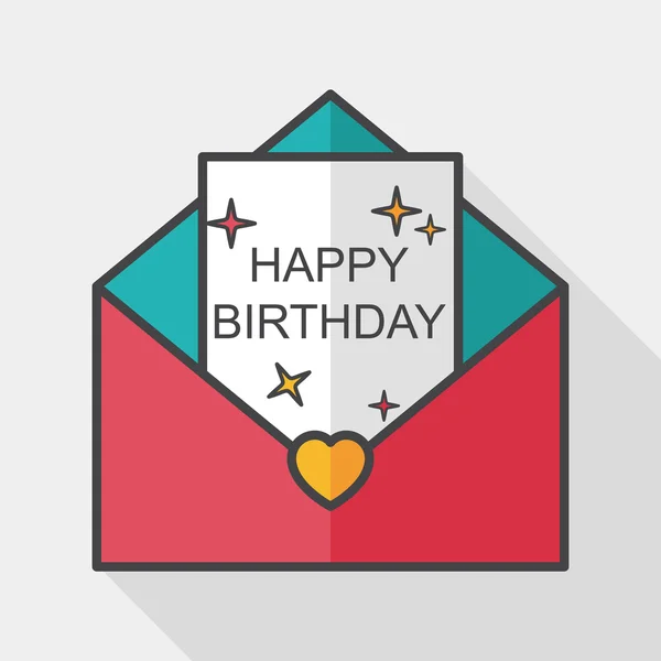 Happy birthday card flat icon with long shadow, eps10 — стоковый вектор