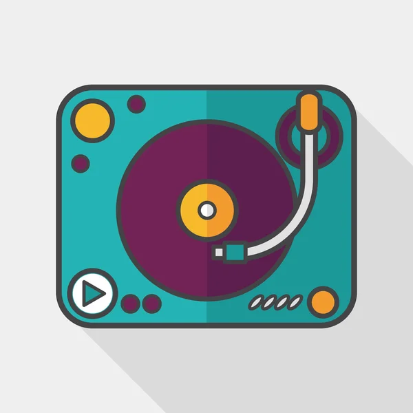 DJ muziek platte pictogram met lange schaduw, eps10 — Stockvector