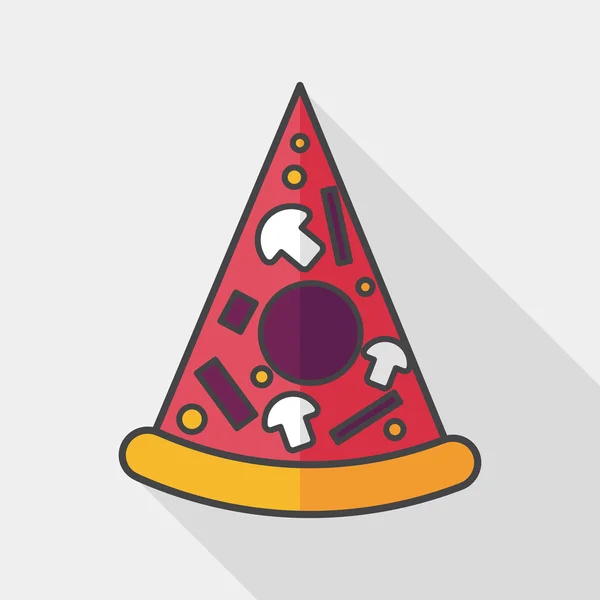 Icône plate pizza avec ombre longue, eps10 — Image vectorielle