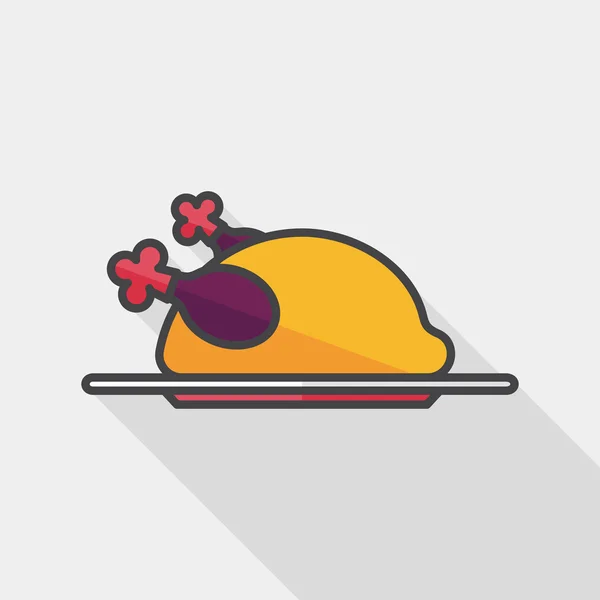 Kurczak żywności płaskie ikona z długim cieniem, eps10 — Wektor stockowy