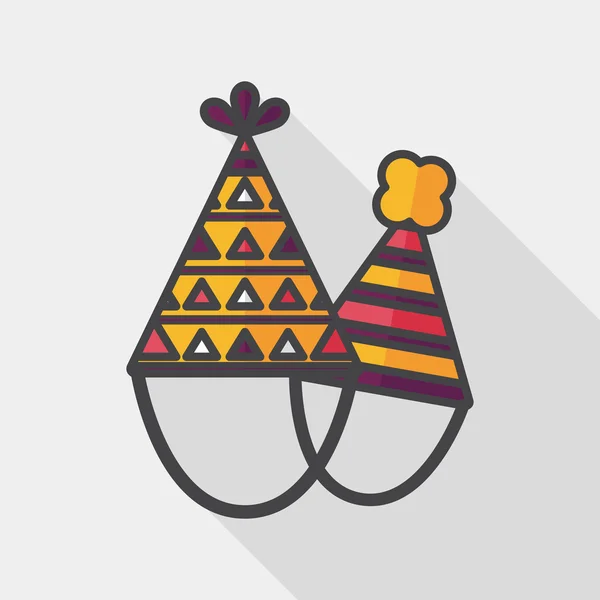 Verjaardag hoed platte pictogram met lange schaduw, eps10 — Stockvector
