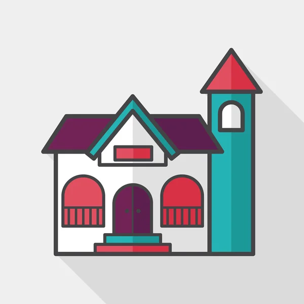 Edificio icono plano con sombra larga, eps10 — Vector de stock