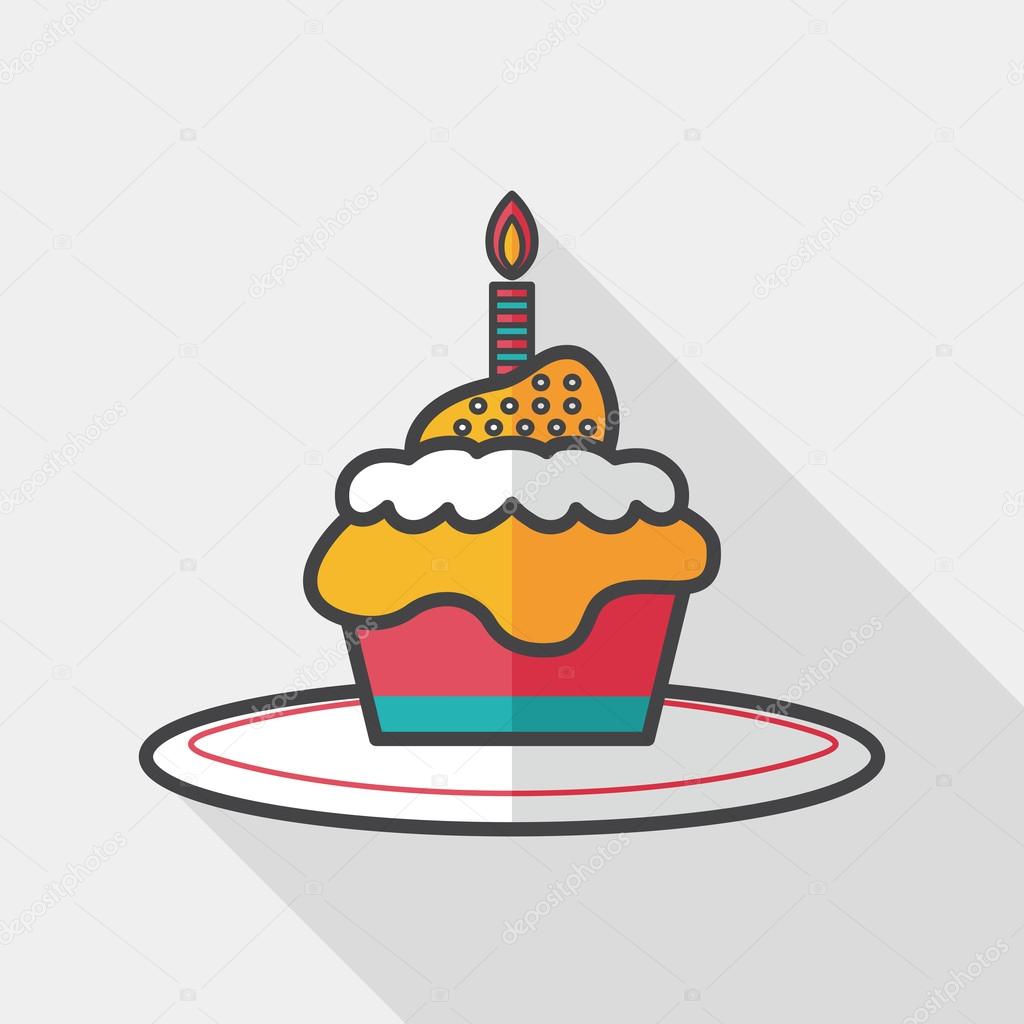 birthday cake flat icon with long shadow,eps10