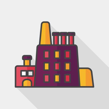 Bina Fabrika düz simgesi ile uzun gölge, eps10