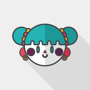 Çin yeni yılı kız uzun gölge, eps10 düz simgesiyle