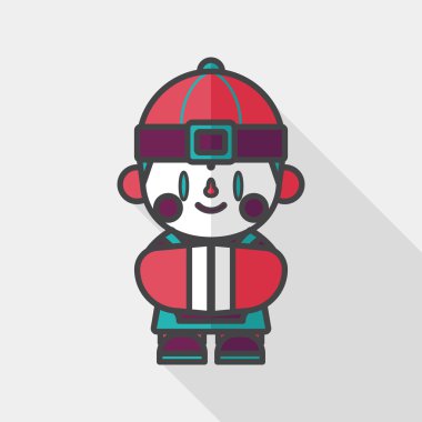 Çin yeni yılı çocuk düz simgesi ile uzun gölge, eps10