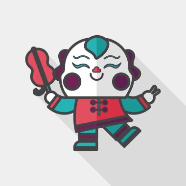 Çin yeni yılı uzun gölge, eps10, Maitreya bez bebek ile düz simgesi