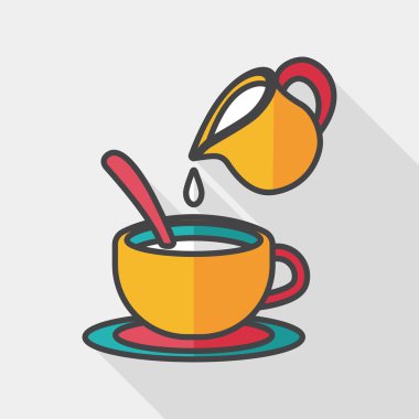 sıcak süt krem kahve düz simgesi ile uzun gölge, eps10