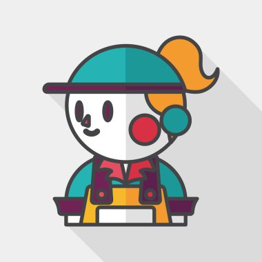 Kahve Dükkanı katip düz simgesi ile uzun gölge, eps10