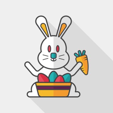 Paskalya tavşanı düz simgesi ile uzun gölge, eps10