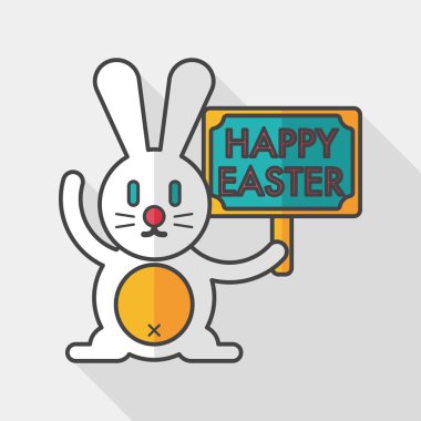 Paskalya tavşanı düz simgesi ile uzun gölge, eps10
