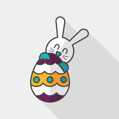 Paskalya tavşanı düz simgesi ile uzun gölge, eps10