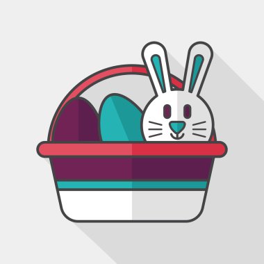 Paskalya tavşanı düz simgesi ile uzun gölge, eps10