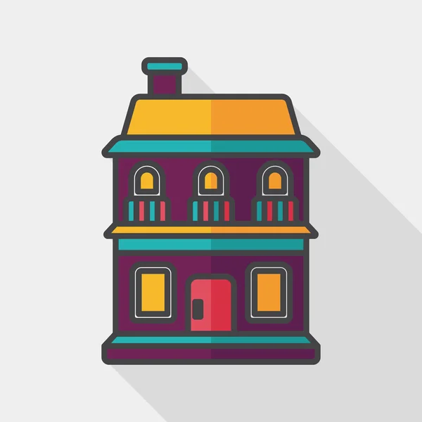 Bâtiment maison icône plate avec ombre longue, eps10 — Image vectorielle