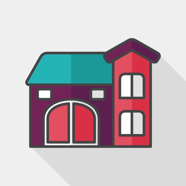 Building house flat icon with long shadow, eps10 — стоковый вектор