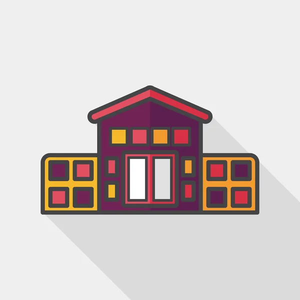 Bâtiment maison icône plate avec ombre longue, eps10 — Image vectorielle