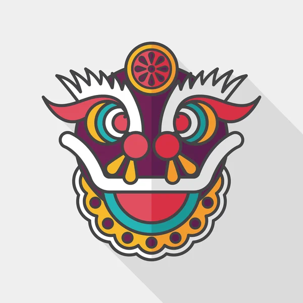 Año Nuevo chino icono plano con sombra larga, eps10, El dragón y — Archivo Imágenes Vectoriales