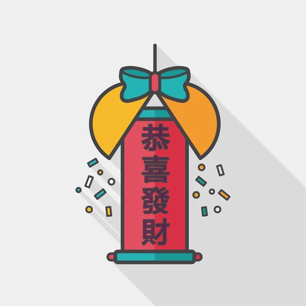 Chinese New Year platte pictogram met lange schaduw, eps10 — Stockvector