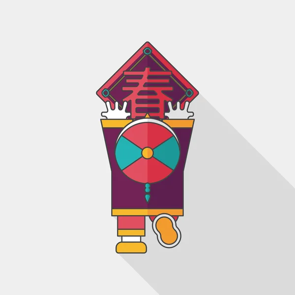 Nouvel An chinois icône plate avec ombre longue, eps10, le petit bo — Image vectorielle