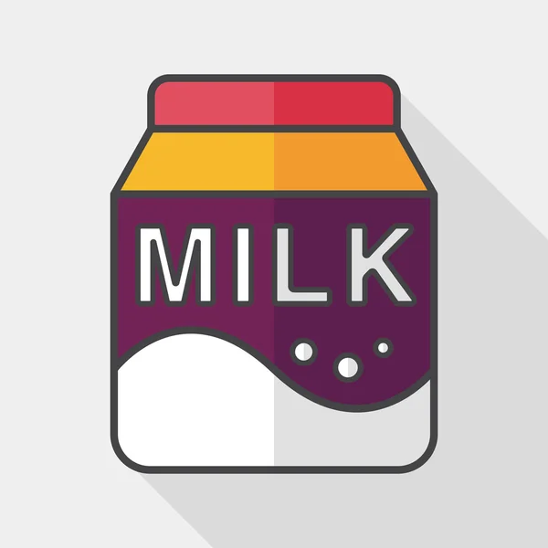 Milchverpackung flaches Symbol mit langem Schatten, Eps10 — Stockvektor