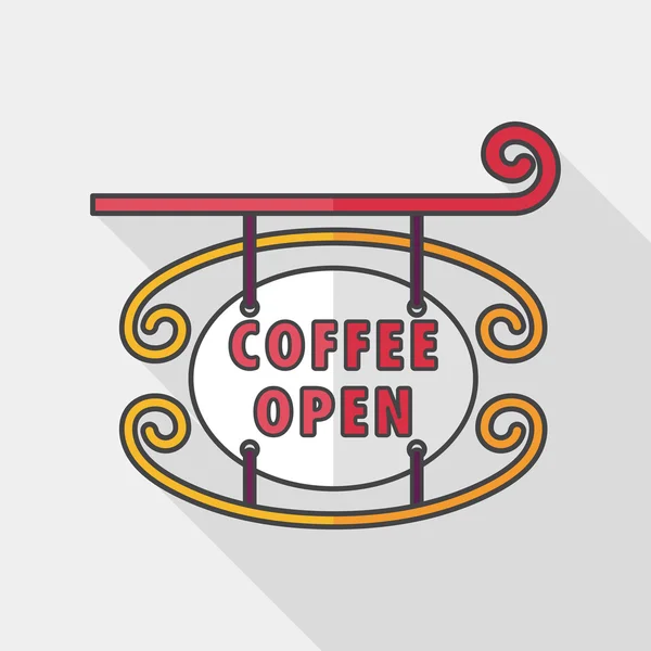 Coffee shop signs flat icon with long shadow,eps10 — Stock Vector