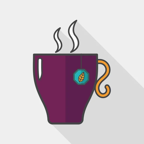 Hete thee platte pictogram met lange schaduw, eps10 — Stockvector