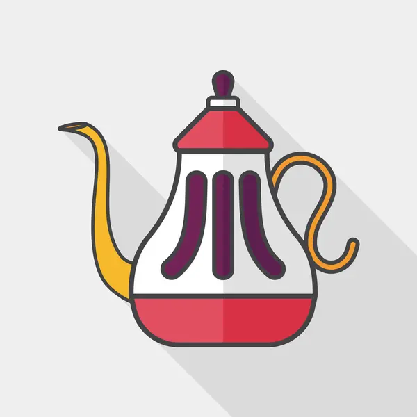 Tea pot flat icon with long shadow,eps10 — Stock Vector