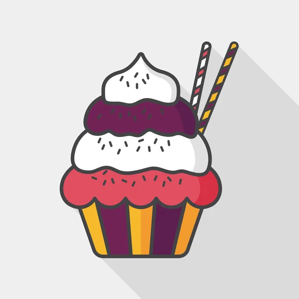 Cupcake platte pictogram met lange schaduw, eps10 — Stockvector