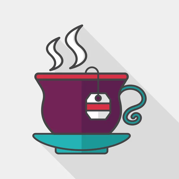 Hot tea flat icon with long shadow, eps10 — стоковый вектор
