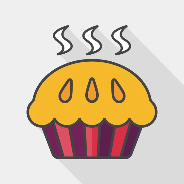 Icône plate tarte avec ombre longue, eps10 — Image vectorielle
