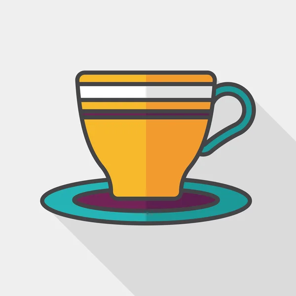 Taza de café icono plano con sombra larga, eps10 — Vector de stock