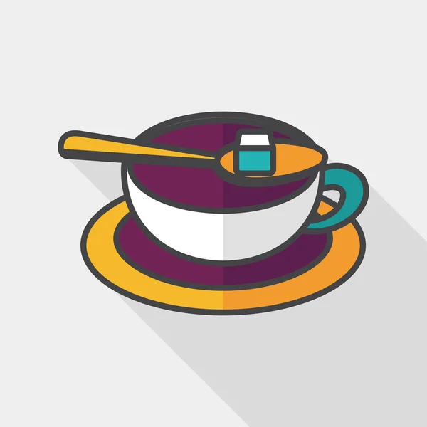 Café icono plano con sombra larga, eps10 — Vector de stock