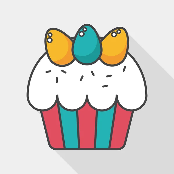 Easter cupcake ícone plano com sombra longa, eps10 — Vetor de Stock