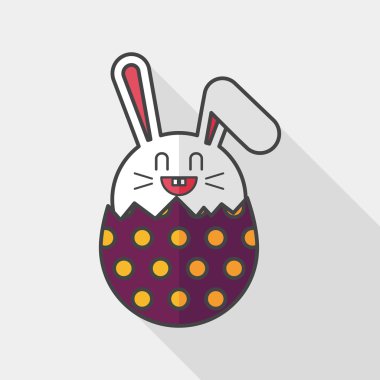 Paskalya tavşanı düz simgesi ile uzun gölge, eps10