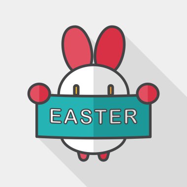 Paskalya tavşanı düz simgesi ile uzun gölge, eps10