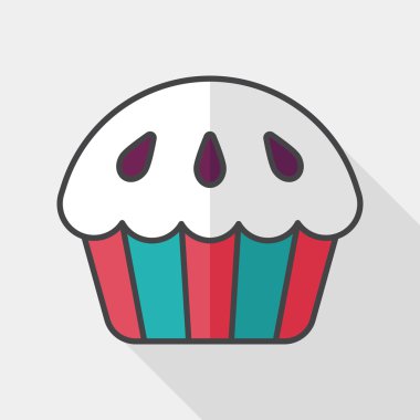 cupcake düz simgesi ile uzun gölge, eps10