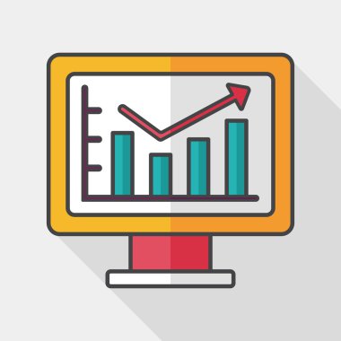 iş grafik düz simgesini uzun gölge, eps10 ile