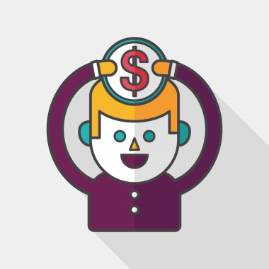 Uzun Gölge, eps10 ile para düz simgesi tutan kişi