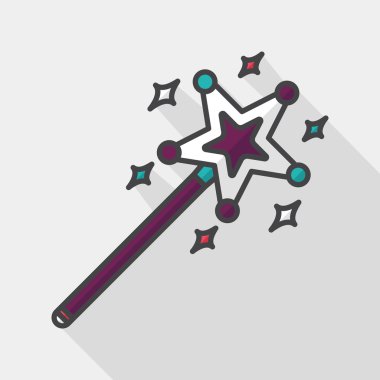 sihirli değnek düz simgesi ile uzun gölge, eps10