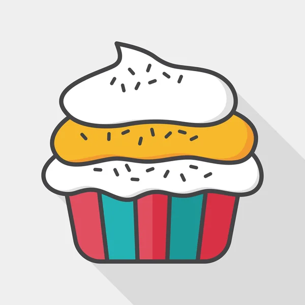 Cupcake platte pictogram met lange schaduw, eps10 — Stockvector