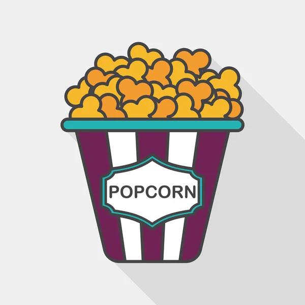 Palomitas de maíz icono plano con sombra larga, eps10 — Vector de stock