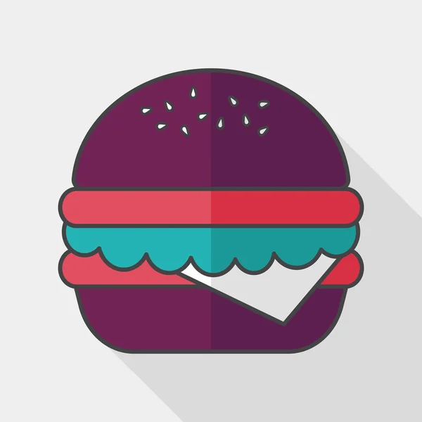 Sándwich icono plano con sombra larga, eps10 — Vector de stock