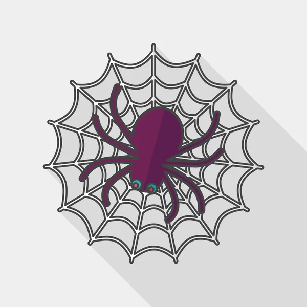 Halloween-Spinne flaches Symbol mit langem Schatten, Eps10 — Stockvektor