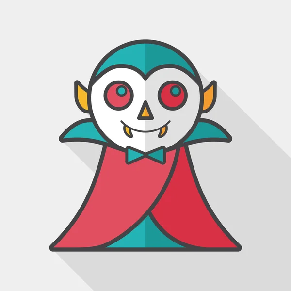 Icono plano vampiro con sombra larga, eps10 — Vector de stock