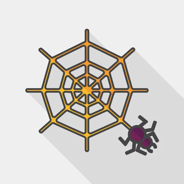 Icono plano de araña de Halloween con sombra larga, eps10 — Vector de stock