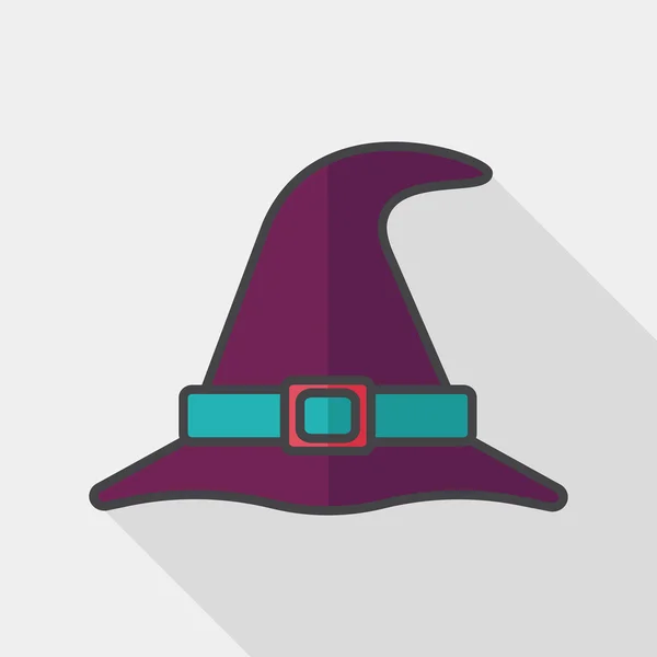 Häxan hatt flat ikonen med långa skugga, eps10 — Stock vektor