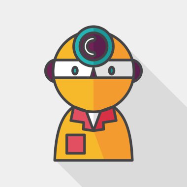 tıbbi insanlarla uzun gölge stetoskoplar düz simgesi