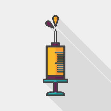 şırınga ile uzun gölge düz simgesi