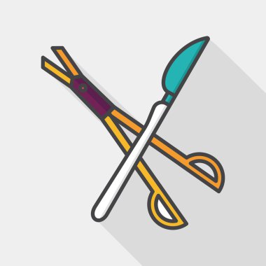 cerrahi alet düz uzun gölge simgesiyle