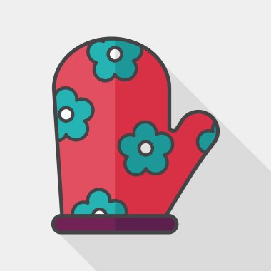 mutfak fırın eldiveni uzun gölge, eps10 simgesiyle düz